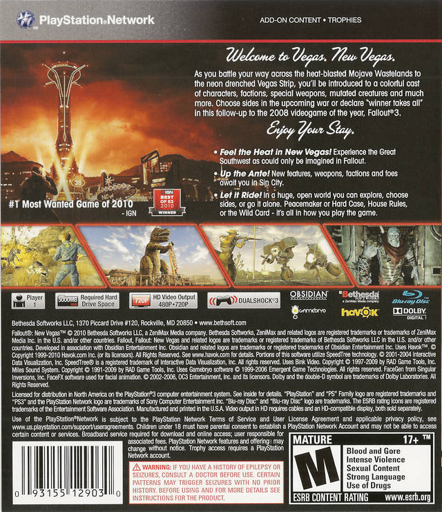 Fallout: New Vegas - (PS3) PlayStation 3 [Pre-Owned] Video Games Bethesda Softworks   