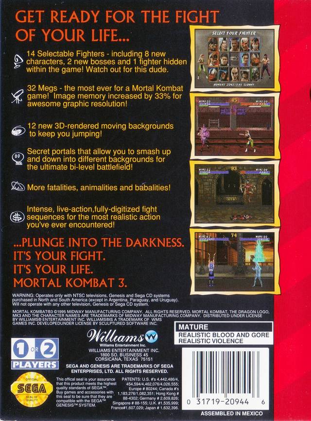 Mortal Kombat 3 - (SG) SEGA Genesis [Pre-Owned] Video Games Williams   