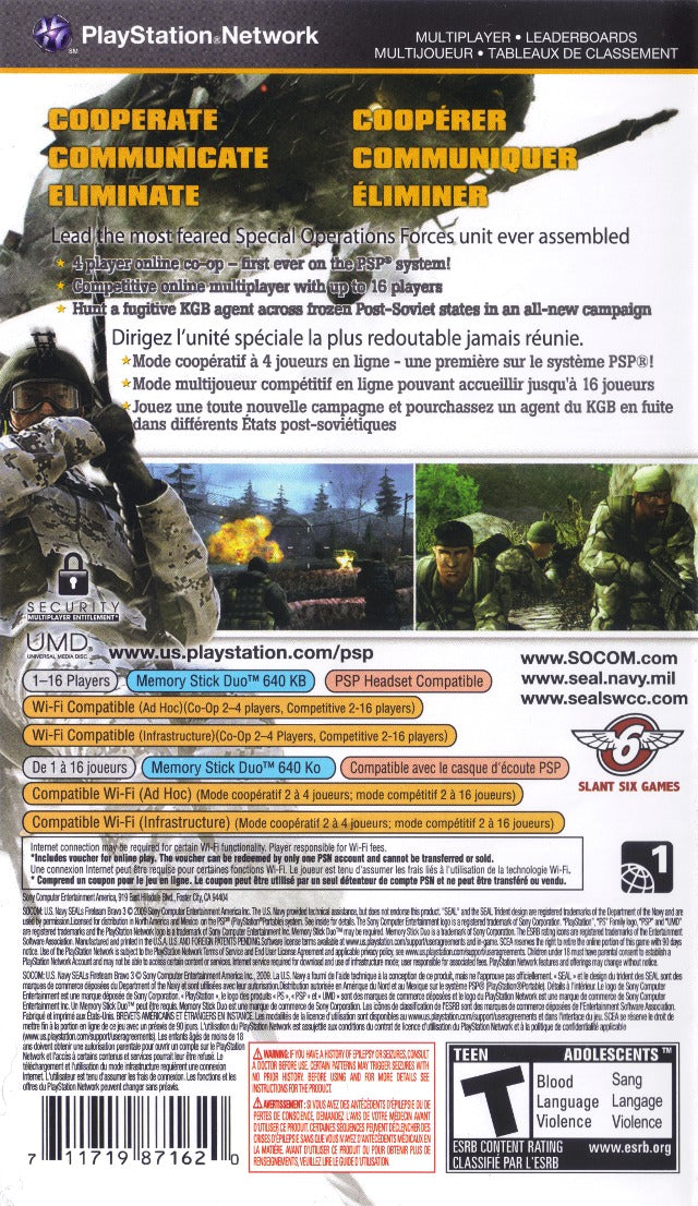 SOCOM: U.S. Navy SEALs Fireteam Bravo 3 - Sony PSP Video Games SCEA   