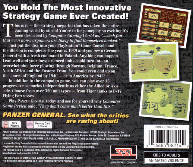 Panzer General - (PS1) PlayStation 1 [Pre-Owned] Video Games SSI   
