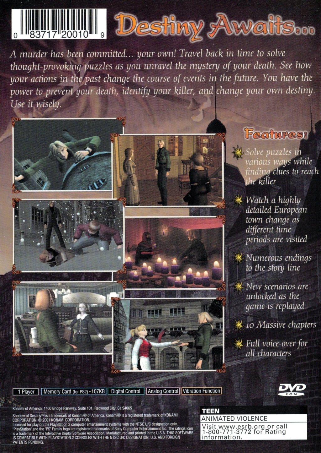 Shadow of Destiny - (PS2) PlayStation 2 [Pre-Owned] Video Games Konami   
