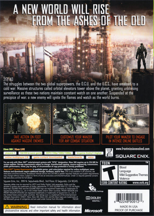 Front Mission Evolved - Xbox 360 Video Games Square Enix   