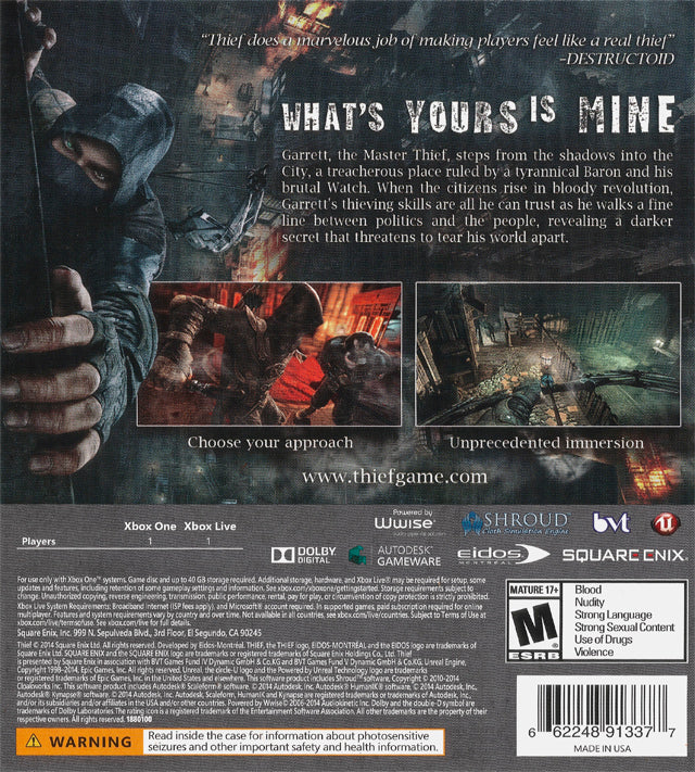 Thief - (XB1) Xbox One [Pre-Owned] Video Games Square Enix   
