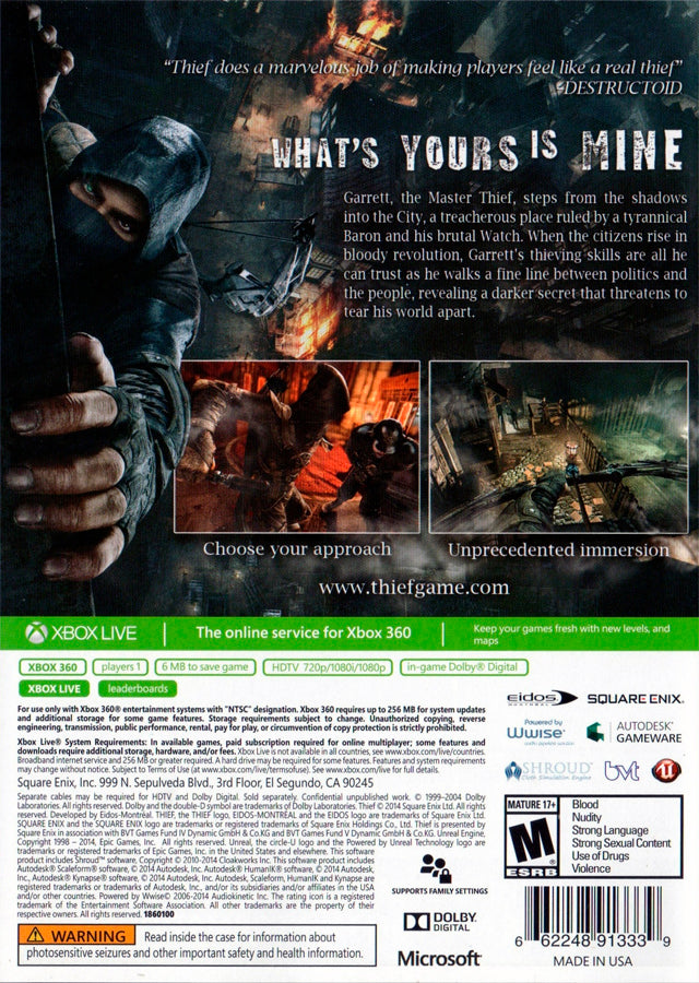 Thief - Xbox 360 Video Games Square Enix   