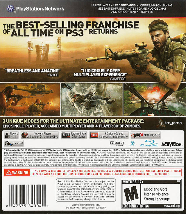 Call of Duty: Black Ops - (PS3) PlayStation 3 Video Games Activision   