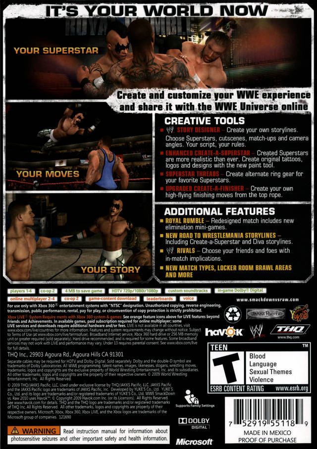 WWE SmackDown vs. Raw 2010 - Xbox 360 [Pre-Owned] Video Games THQ   