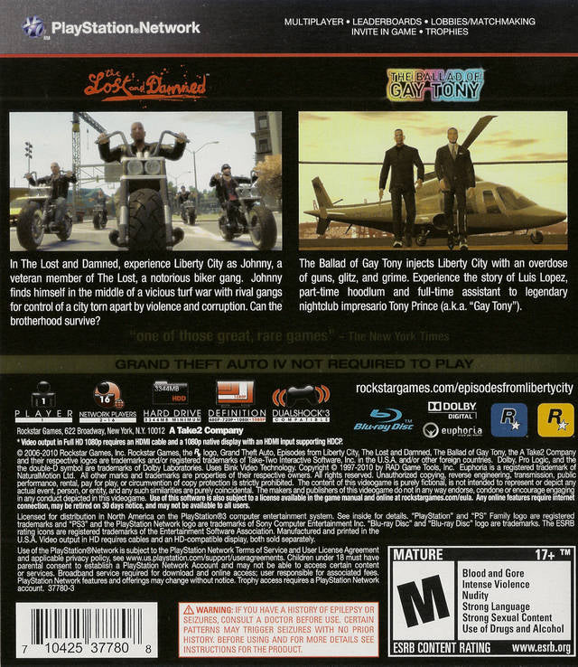 Grand Theft Auto: Episodes from Liberty City - (PS3) PlayStation 3 Video Games Rockstar Games   