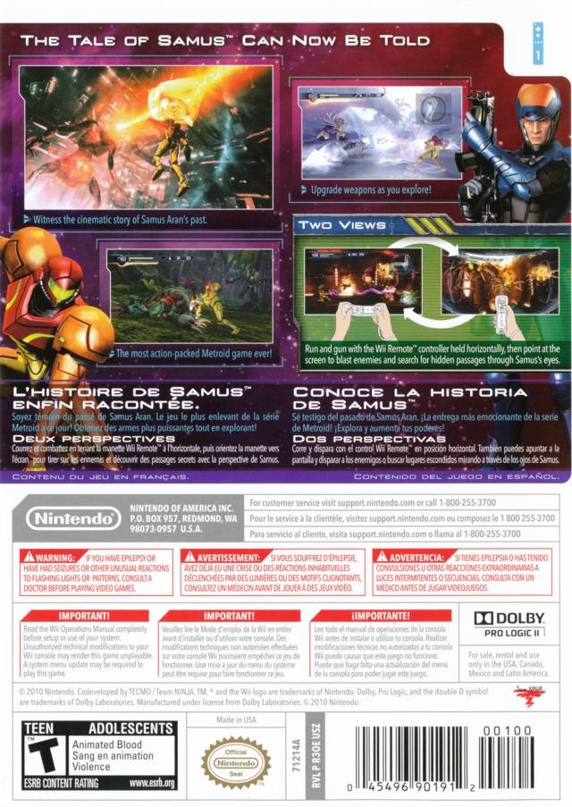 Metroid: Other M - Nintendo Wii Video Games Nintendo   
