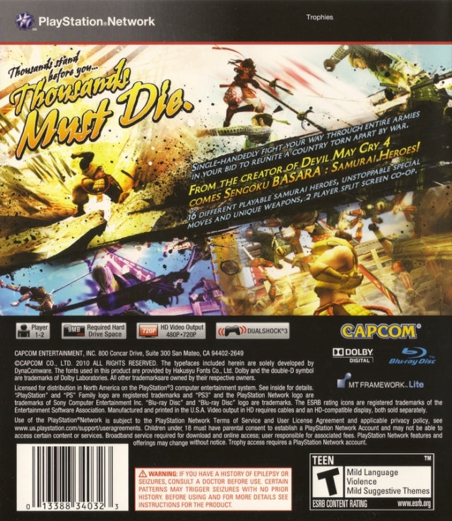 Sengoku Basara: Samurai Heroes - (PS3) PlayStation 3 [Pre-Owned] Video Games Capcom   