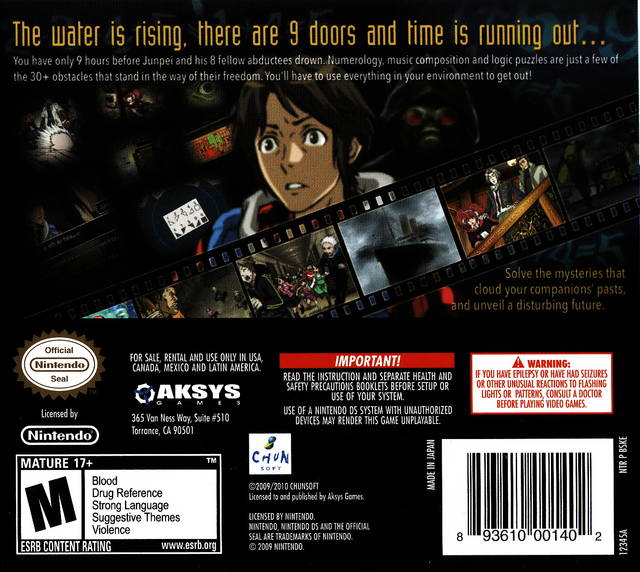 Zero Escape: Nine Hours, Nine Persons, Nine Doors - (NDS) Nintendo