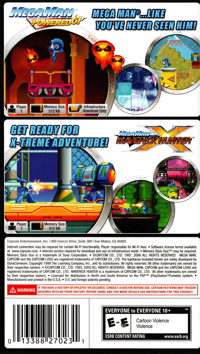 Mega Man Powered Up and Maverick Hunter X Dual Pack - Sony PSP Video Games Capcom   