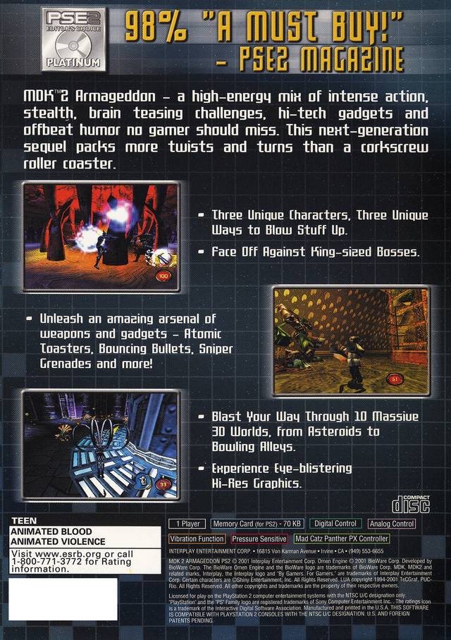 MDK 2: Armageddon - (PS2) PlayStation 2 [Pre-Owned] Video Games Interplay   