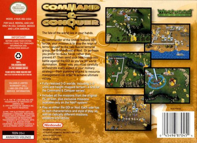 Command & Conquer - (N64) Nintendo 64 [Pre-Owned] Video Games Nintendo   
