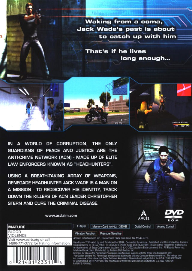 HEADHUNTER 北米版　PlayStation2 Amazon.com: Headhunter for PlayStation 2 : Videojuegos