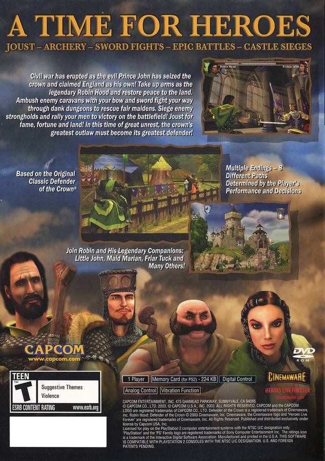 Robin Hood: Defender of the Crown - PlayStation 2 Video Games Capcom   