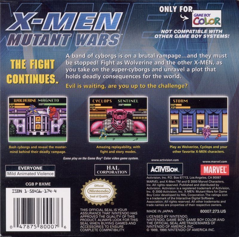 X-Men: Mutant Wars - (GBC) Game Boy Color [Pre-Owned] Video Games Activision   