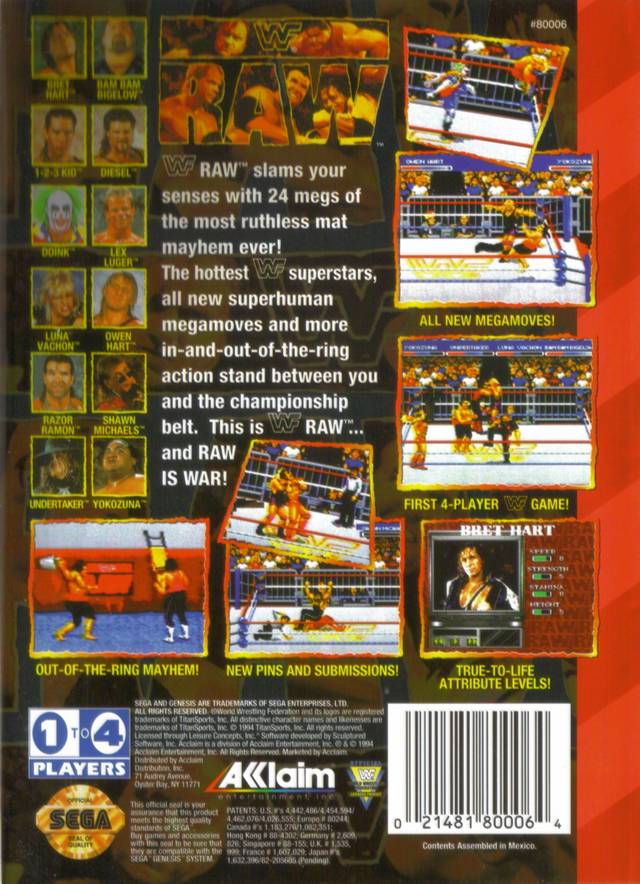 WWF Raw - (SG) SEGA Genesis [Pre-Owned] Video Games Acclaim   