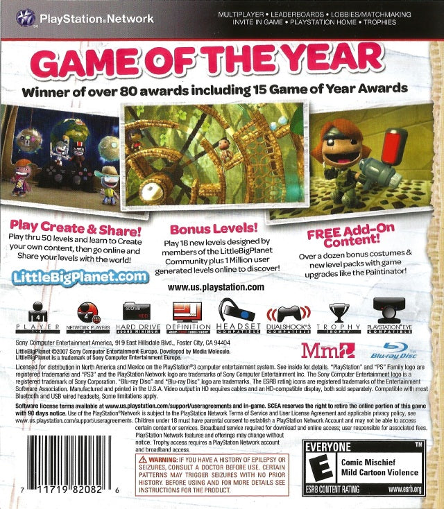 LittleBigPlanet: Game of the Year Edition - (PS3) PlayStation 3 [Pre-Owned] Video Games SCEA   