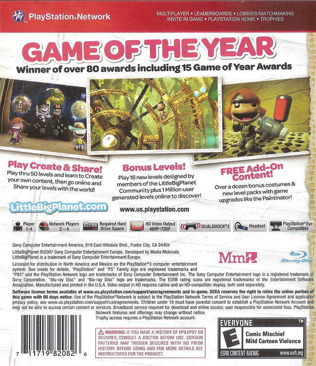 LittleBigPlanet: Game of the Year Edition (Greatest Hits) - (PS3) PlayStation 3 [Pre-Owned] Video Games SCEA   