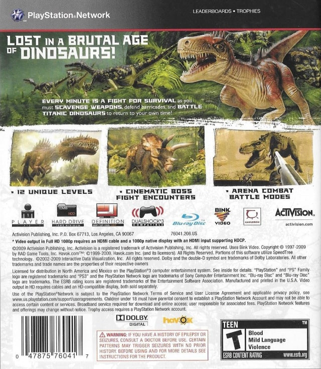 Jurassic: The Hunted - (PS3) PlayStation 3 [Pre-Owned] Video Games Activision   