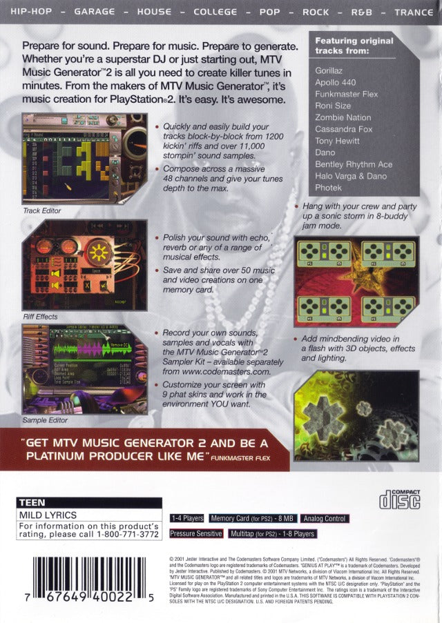 MTV Music Generator 2 - (PS2) PlayStation 2 [Pre-Owned] Video Games Codemasters   