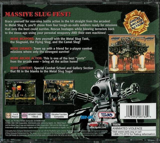 Metal Slug X - (PS1) PlayStation 1 [Pre-Owned] Video Games Agetec   