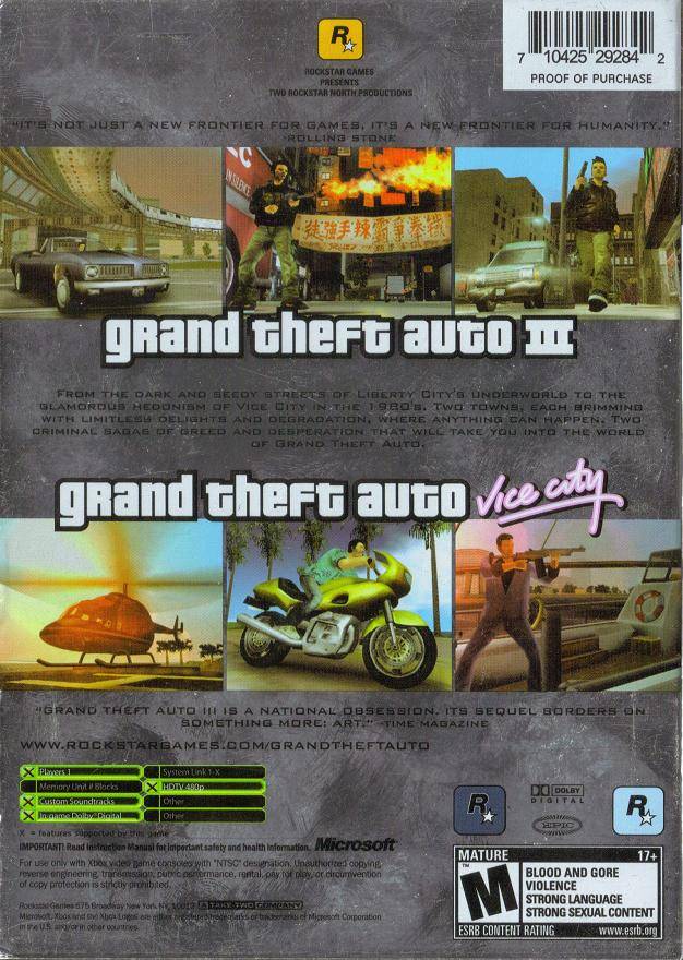 Grand Theft Auto Double Pack - Xbox [Pre-Owned] Video Games Rockstar Games   
