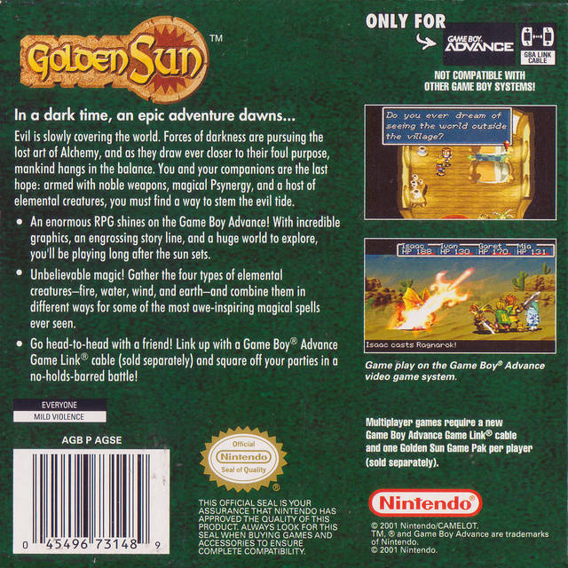 Golden Sun - (GBA) Game Boy Advance [Pre-Owned] Video Games Nintendo   