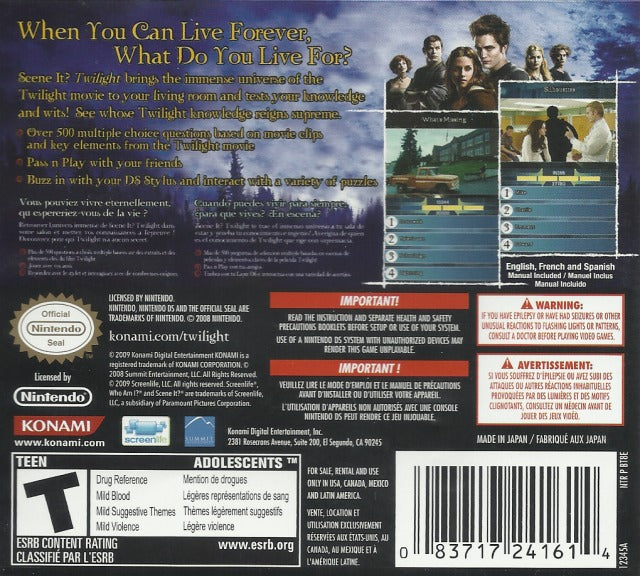 Scene It? Twilight - (NDS) Nintendo DS | J&L Game