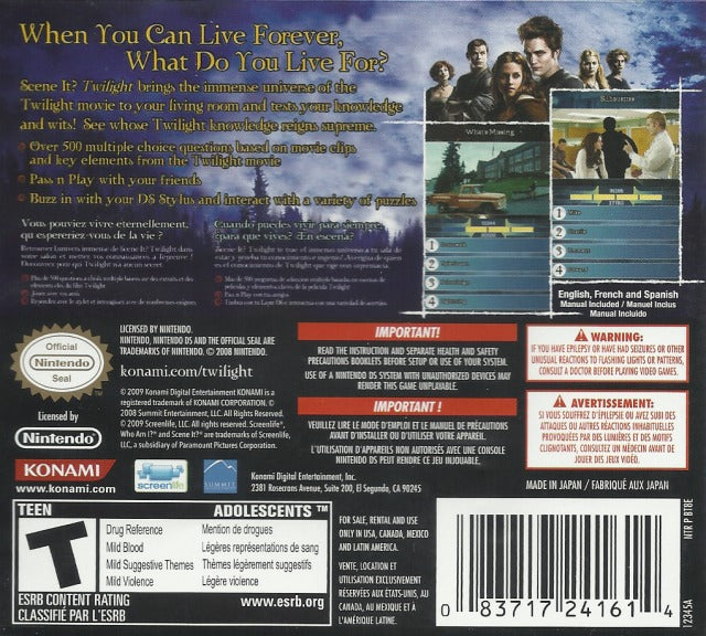 Scene It? Twilight - (NDS) Nintendo DS Video Games Konami   