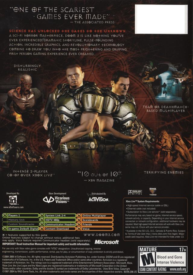 Doom 3 - (XB) Xbox [Pre-Owned] Video Games Activision   