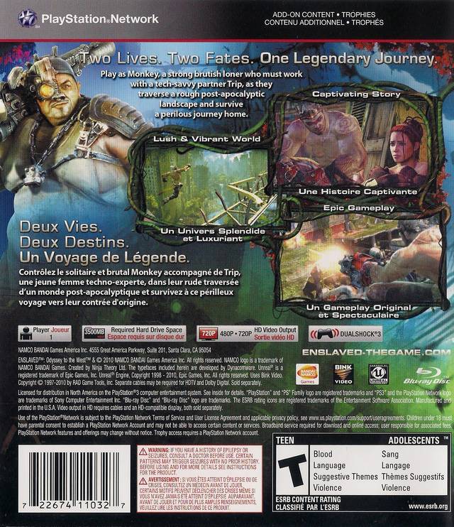 Enslaved: Odyssey to the West (With Comic Book) - (PS3) PlayStation 3 [Pre-Owned] Video Games Namco Bandai Games