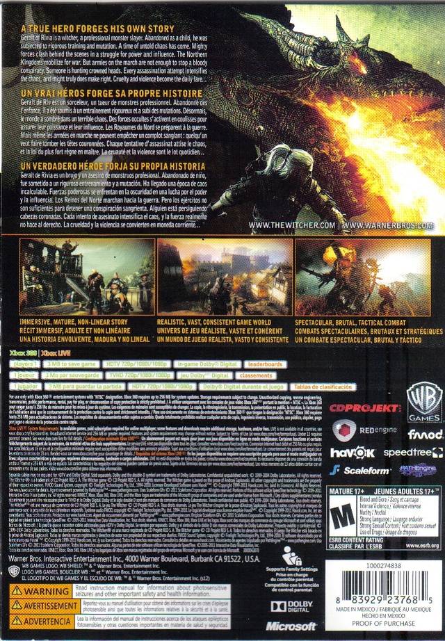 The Witcher 2: Assassins of Kings (Enhanced Edition) - Xbox 360 [Pre-Owned] Video Games Warner Bros. Interactive Entertainment   