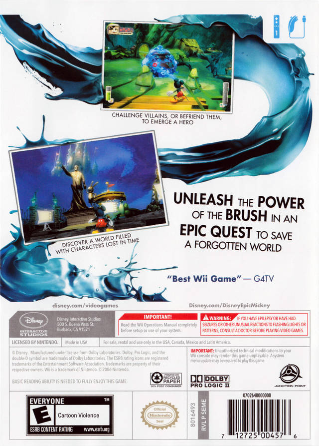 Disney Epic Mickey - Nintendo Wii [Pre-Owned] Video Games Disney Interactive Studios   