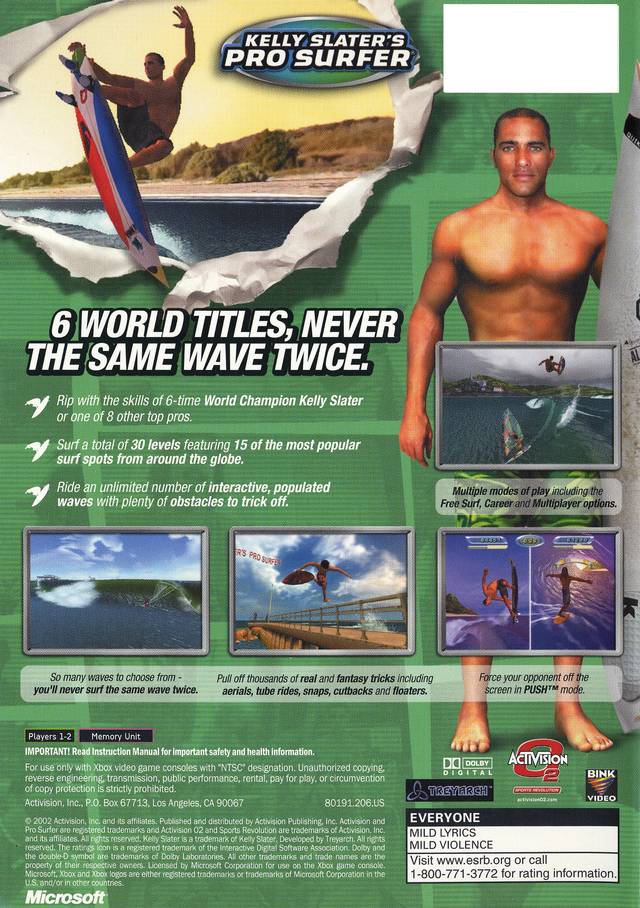 Kelly Slater's Pro Surfer - (XB) Xbox Video Games Activision   