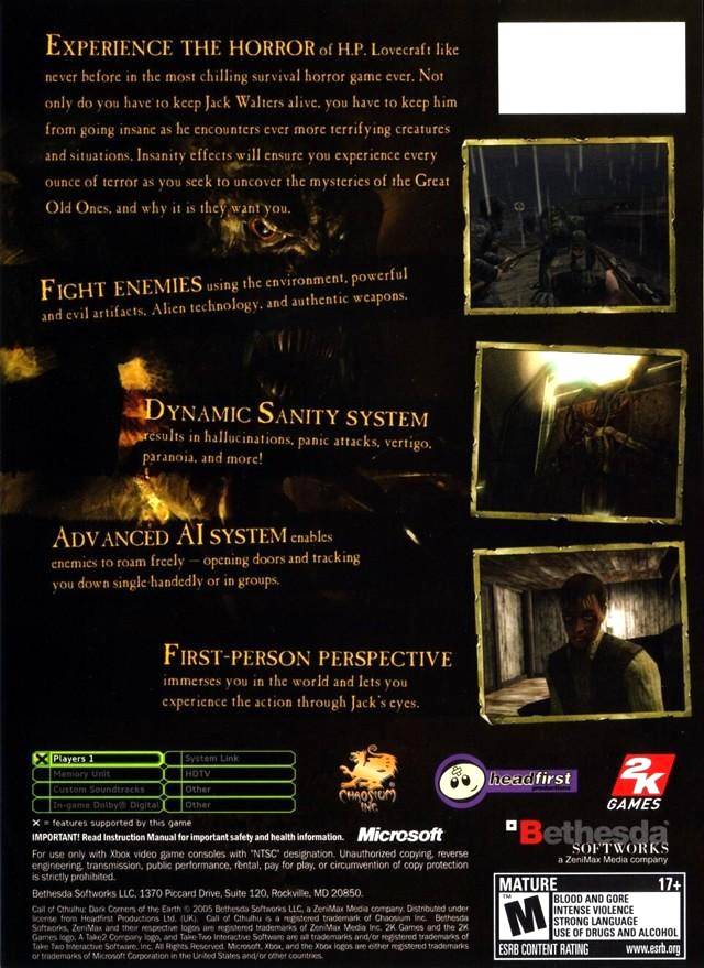 Call of Cthulhu: Dark Corners of the Earth - (XB) Xbox [Pre-Owned] Video Games 2K Games   