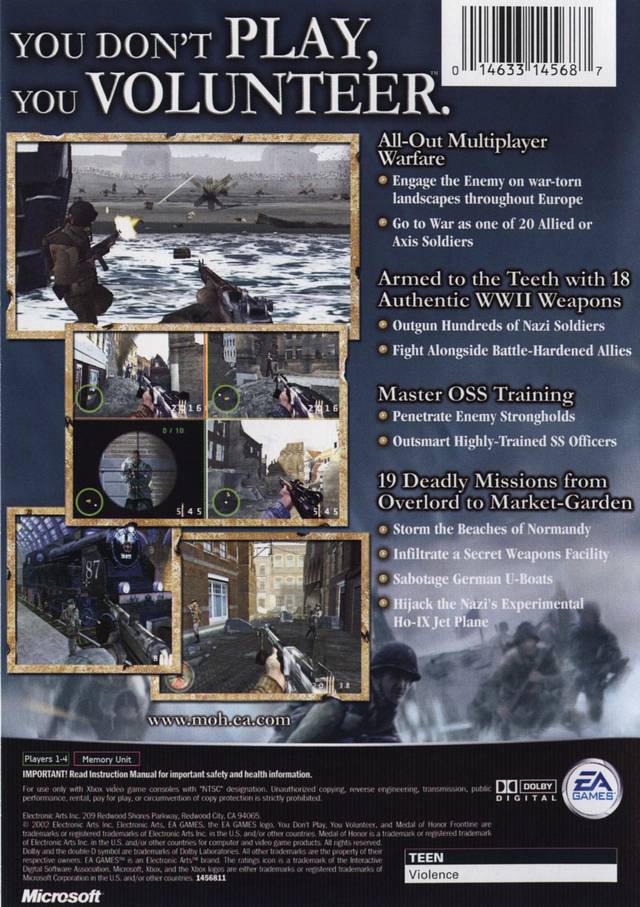 Medal of Honor: Frontline - (XB) Xbox [Pre-Owned] Video Games EA Games   