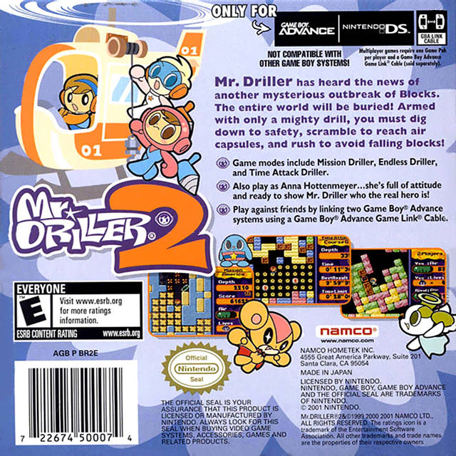Mr. Driller 2 - (GBA) Game Boy Advance Video Games Namco   