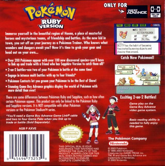 Pokemon Ruby Version - (GBA) Game Boy Advance [Pre-Owned