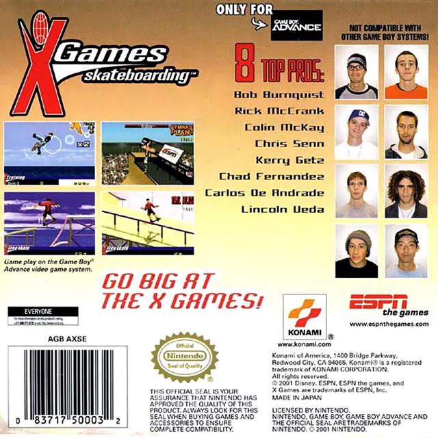 ESPN X Games Skateboarding - (GBA) Game Boy Advance [Pre-Owned] Video Games Konami   