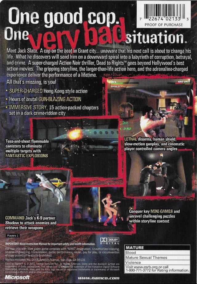 Dead to Rights (Platinum Hits) - (XB) Xbox [Pre-Owned] Video Games Namco   
