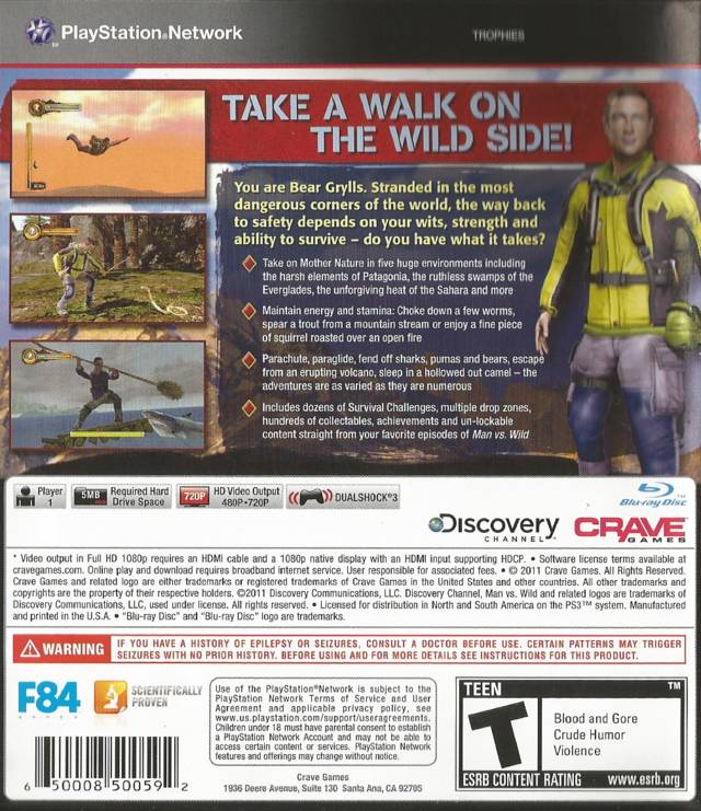 Man vs. Wild with Bear Grylls - (PS3) PlayStation 3 [Pre-Owned] Video Games Crave   
