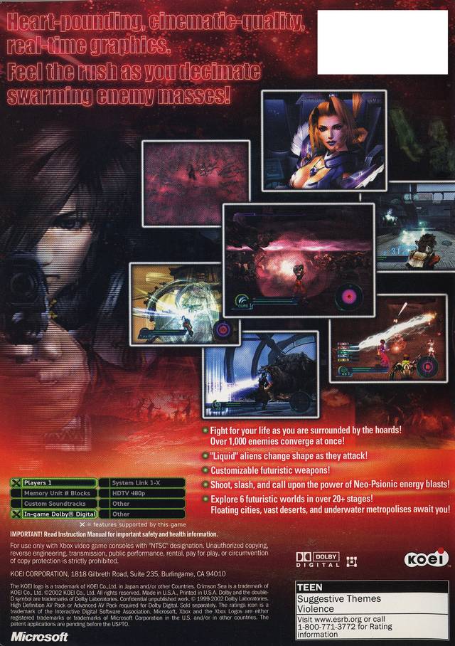 Crimson Sea - Xbox Video Games Koei   
