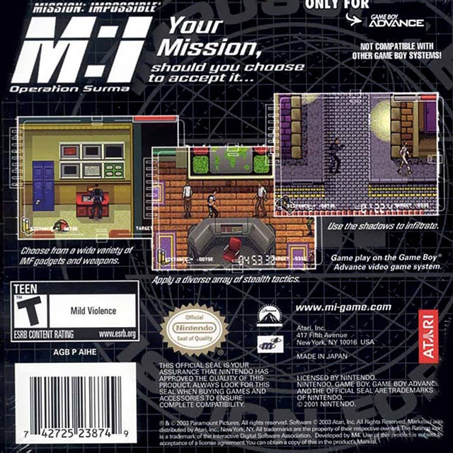 Mission: Impossible: Operation Surma - (GBA) Game Boy Advance [Pre-Owned] Video Games Atari SA   