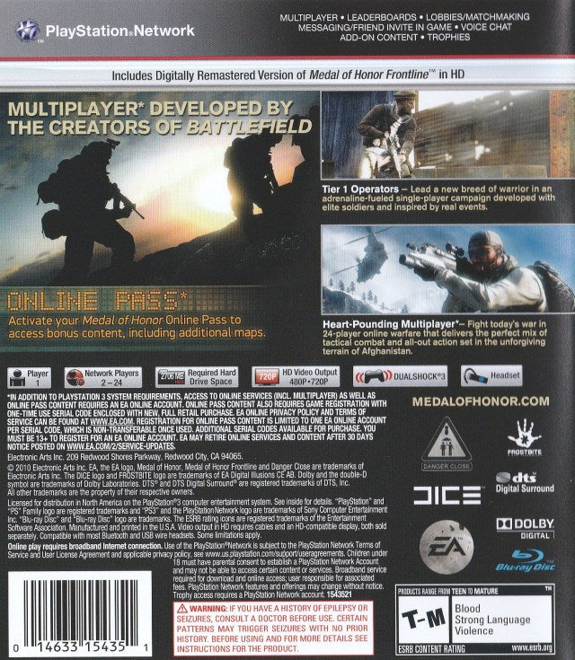 Medal of Honor - (PS3) PlayStation 3 [Pre-Owned] Video Games Electronic Arts   
