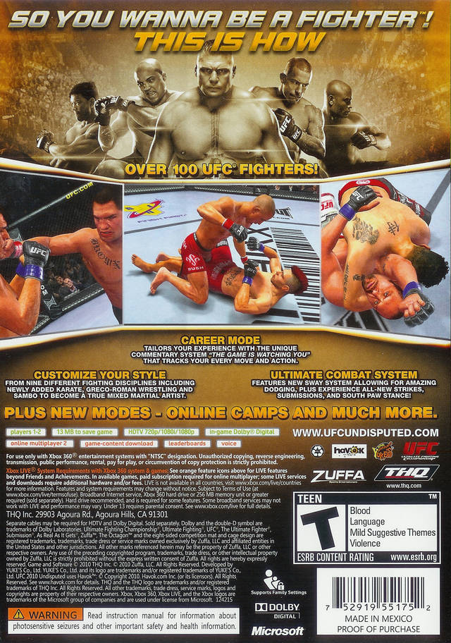 UFC Undisputed 2010 - Xbox 360 [Pre-Owned] | J&L Game