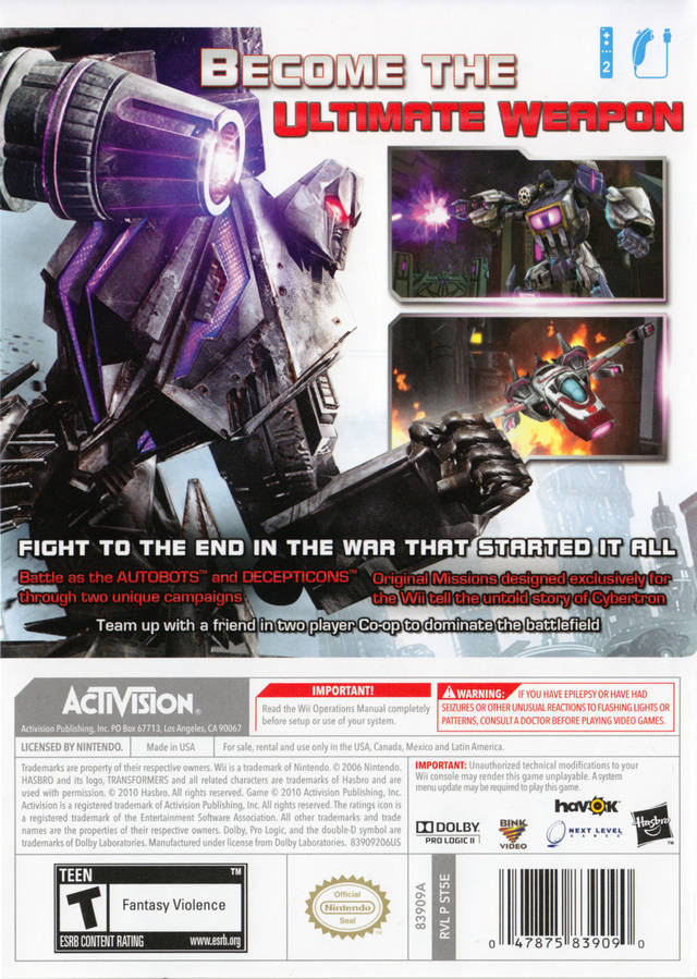 Transformers: Cybertron Adventures - Nintendo Wii [Pre-Owned] Video Games Activision   