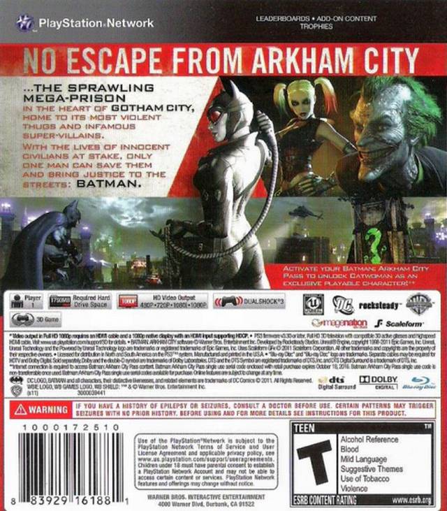 Batman: Arkham City - (PS3) PlayStation 3 [Pre-Owned] Video Games Warner Bros. Interactive Entertainment   