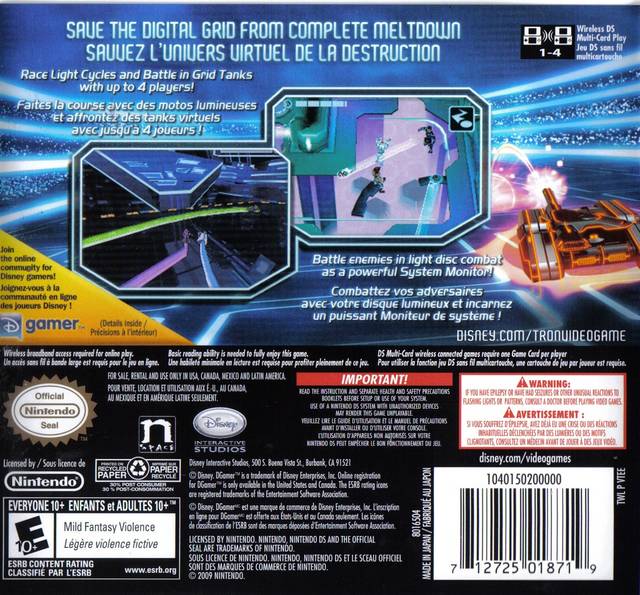 TRON: Evolution - (NDS) Nintendo DS Video Games Disney Interactive Studios   