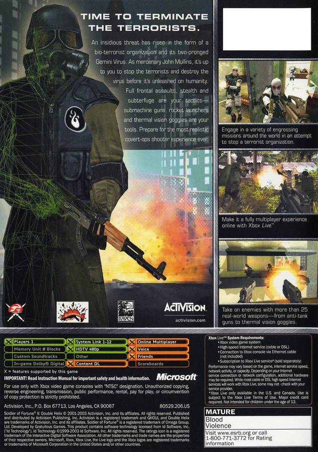 Soldier of Fortune II: Double Helix - (XB) Xbox [Pre-Owned] Video Games Activision   